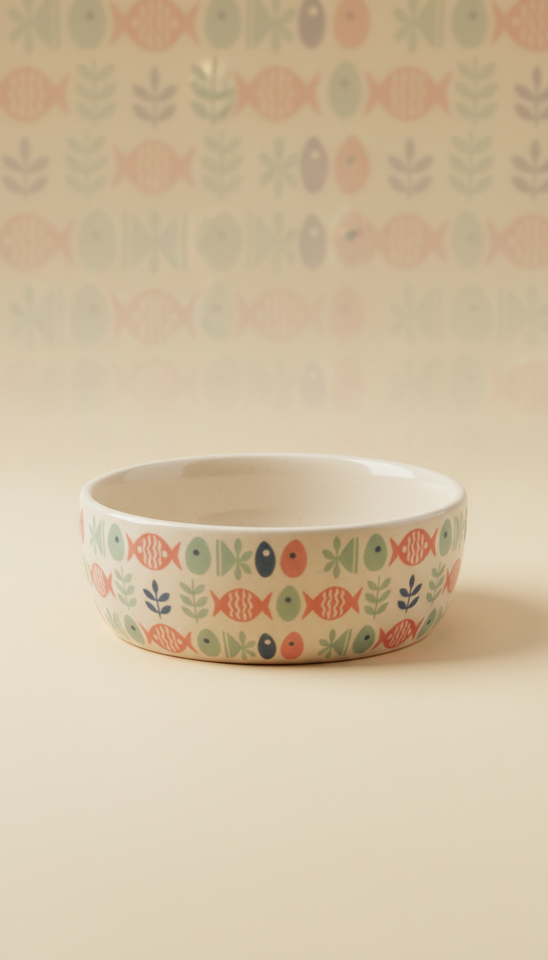 Patterned Ceramic Pet Food Bowl