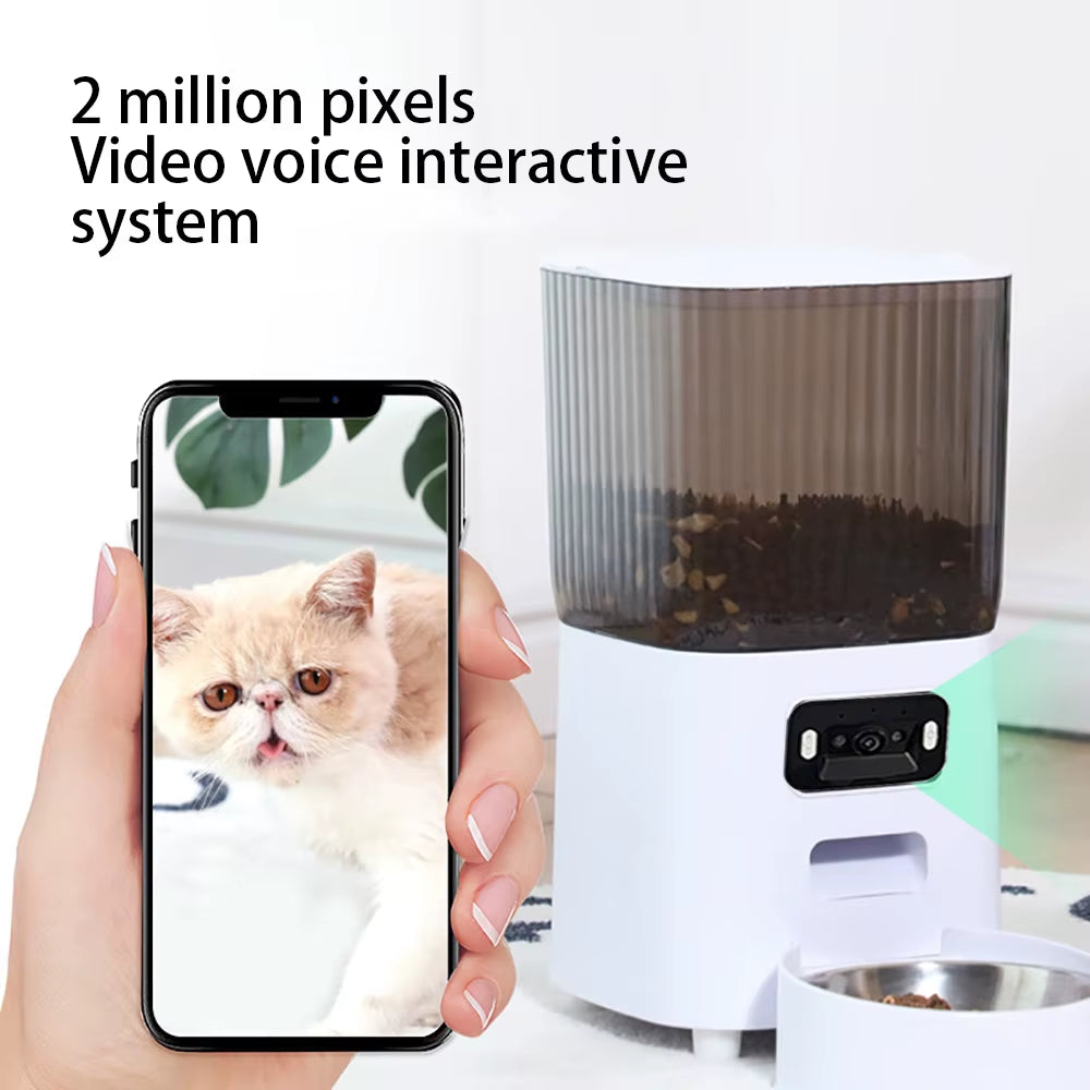 5L Automatic Pet Feeder with Camera - Smart Dog and Cat Food Dispenser, WiFi Enabled, Stainless Steel Bowl (No 5V 2A Plug)