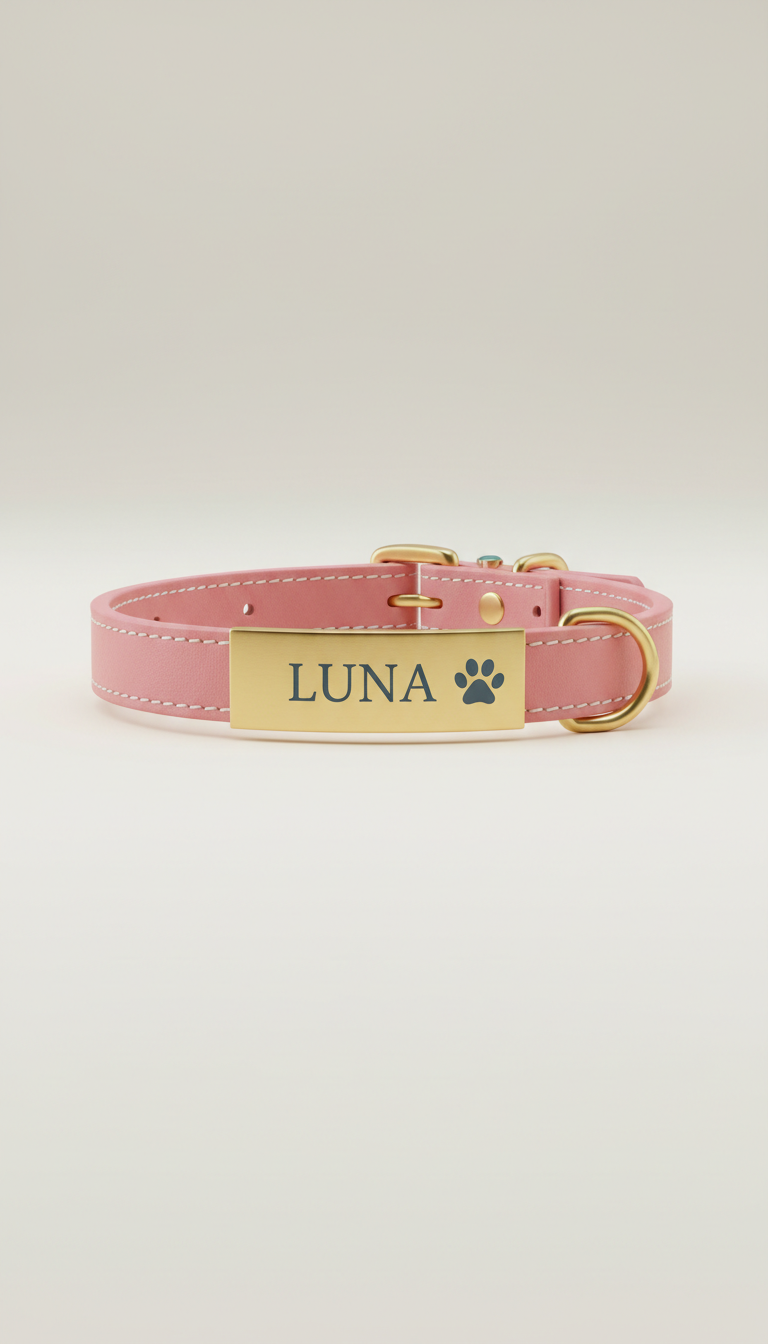 Engraved Dog Collar with Colorful Band