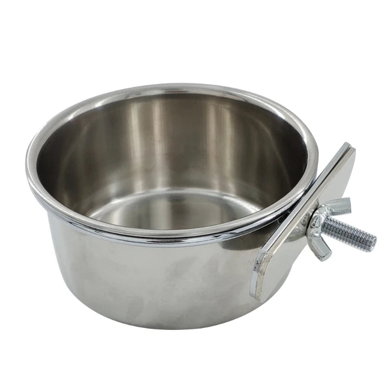 Stainless Steel Hanging Cage Bowl for Pet Birds - Anti-Turnover Feeding and Drinking Dish for Parakeets, Lovebirds, and Finches